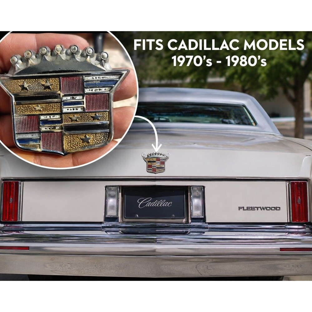 Cadillac OEM Rear Trunk Lid Key Hole Cover Crest Emblem Flipper Chrome 9724103